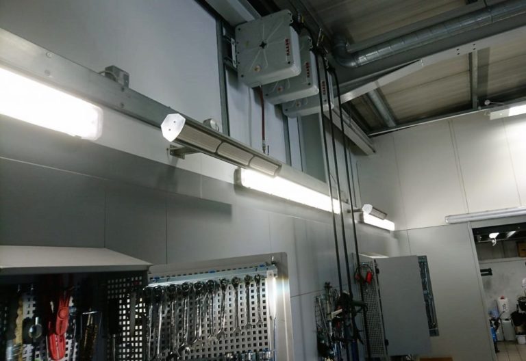Snows garage workspace heated by Herschel Advantage infrared heating