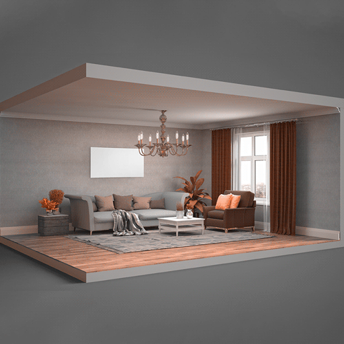 GIF di frecce che mostrano come il pannello Herschel riscalda la stanza