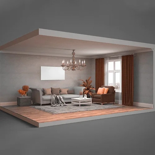 GIF di frecce che mostrano come il pannello Herschel riscalda la stanza