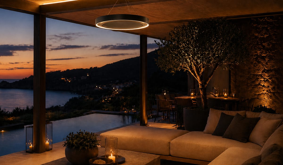 Riscaldatore Ibiza installato in una lussuosa zona patio